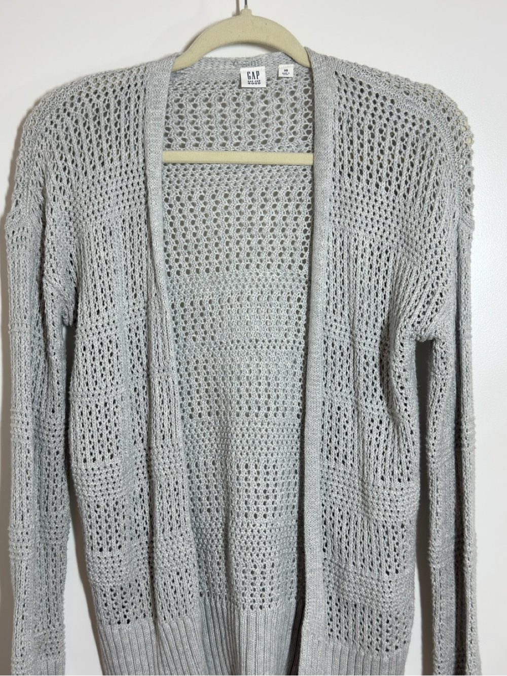 Gap Sweater Gray Knit Cocoon Open Front Cardigan Long Sleeve XS